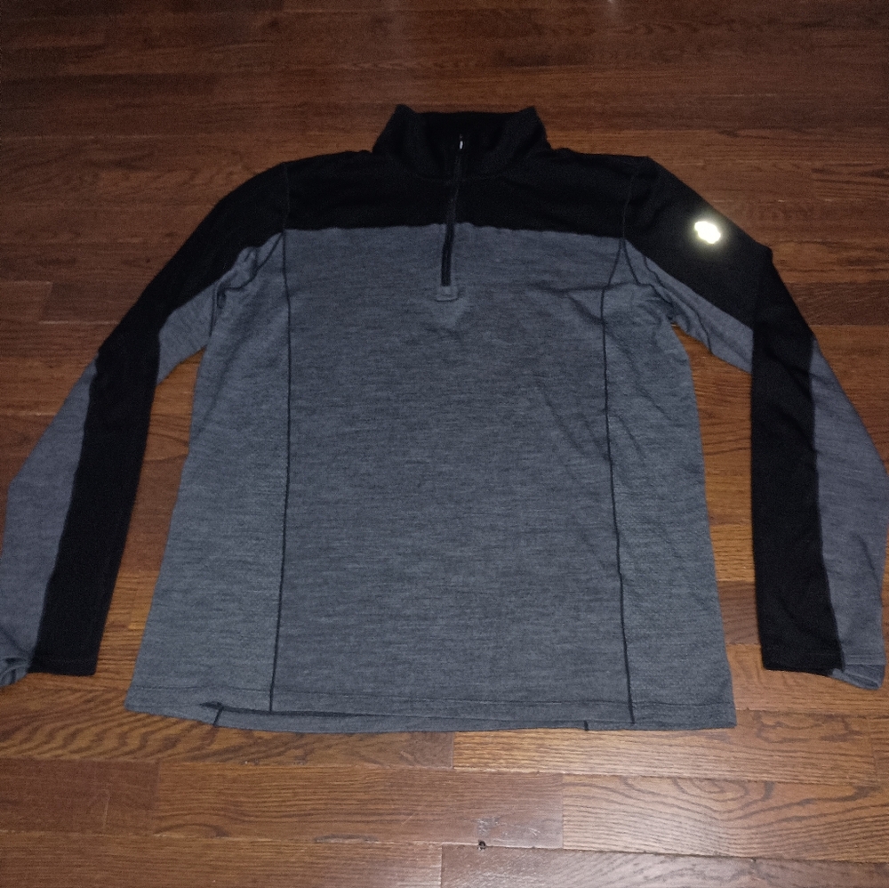 Smartwool 1/4 Zip Pullover Mens Large Merino Sport 250 Baselayer Gray Black